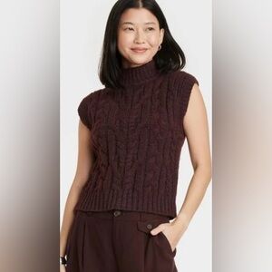 a new day Turtleneck Cable Knit Sweater Brown Women’s XXL